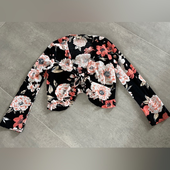 Roxy cropped floral tie top, XS - Picture 2 of 10